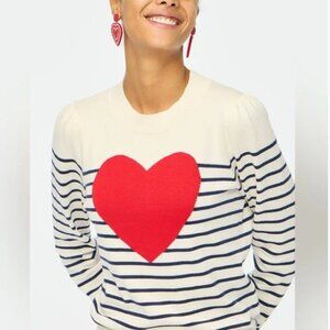 J. Crew Factory Striped Sweater with Red Heart